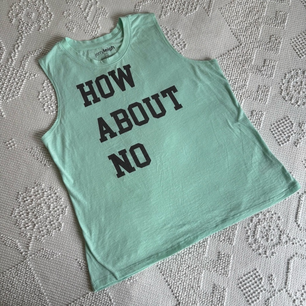 Jerry Leigh junior’s size XL 15/17‎ how about no aqua color muscle tee tank top